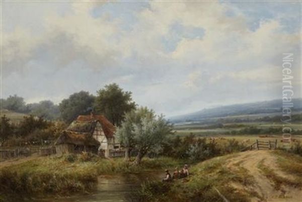 A Summer Idyll Oil Painting by Hendrik Pieter Koekkoek