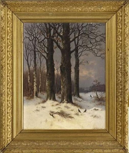 Paysage D'hiver Oil Painting by Hendrik Pieter Koekkoek