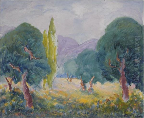 Landscape With Trees Oil Painting by A. Beattie