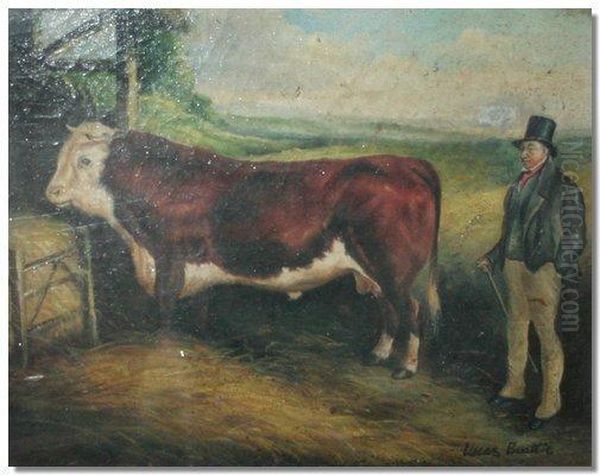 Study Of A Bull In Abarn Oil Painting by A. Beattie