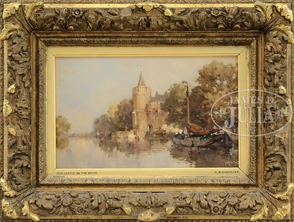 Old Castle On The Vecht Oil Painting by Hermanus Willem Koekkoek