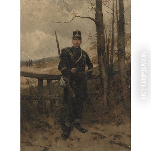 Soldier In A Landscape Oil Painting by Hermanus Willem Koekkoek