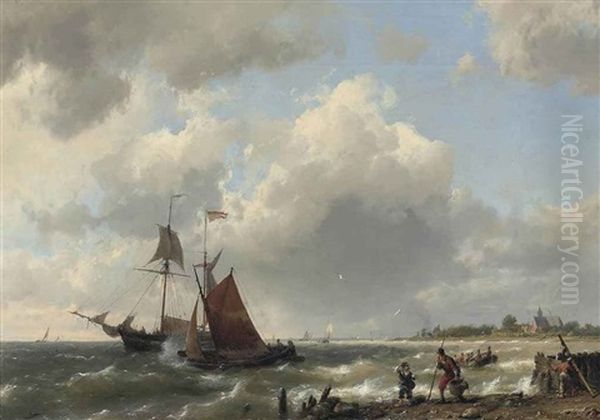 In Full Sail Oil Painting by Hermanus Willem Koekkoek