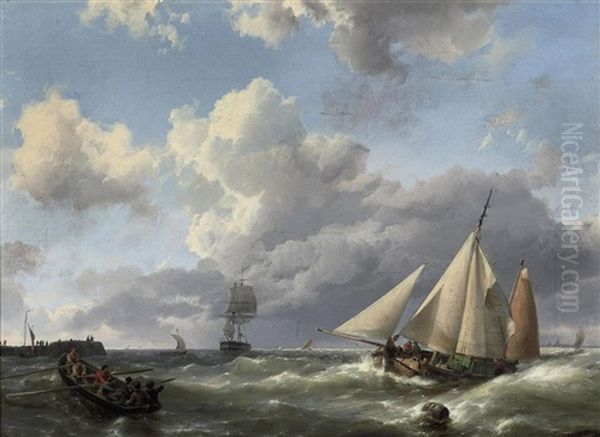 Heading For The Harbor Oil Painting by Hermanus Willem Koekkoek