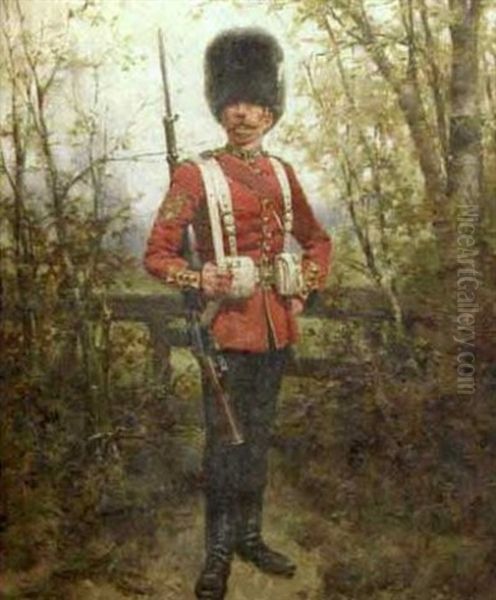 Portrait Of A British Soldier Oil Painting by Hermanus Willem Koekkoek