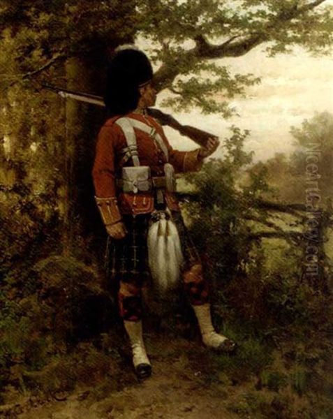 An Argyle And Sutherland Highlander Oil Painting by Hermanus Willem Koekkoek