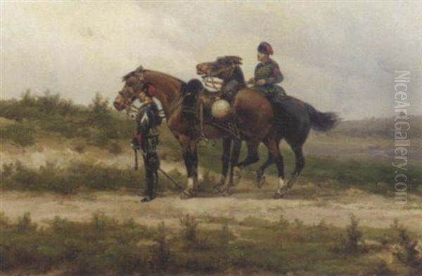 Hussars On Reconnaissance Oil Painting by Hermanus Willem Koekkoek