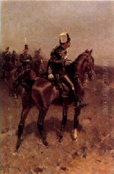 A Sergeant Of The 19th Hussars On Horseback Oil Painting by Hermanus Willem Koekkoek