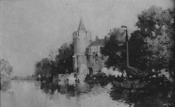 Old Castle On The Vecht by Hermanus Willem Koekkoek