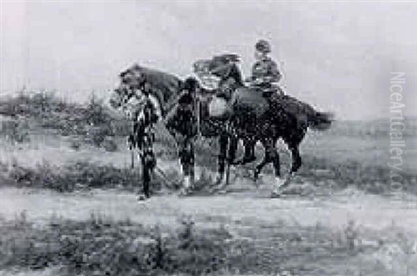 Dutch Horse Artillery On Piquet Duty Oil Painting by Hermanus Willem Koekkoek