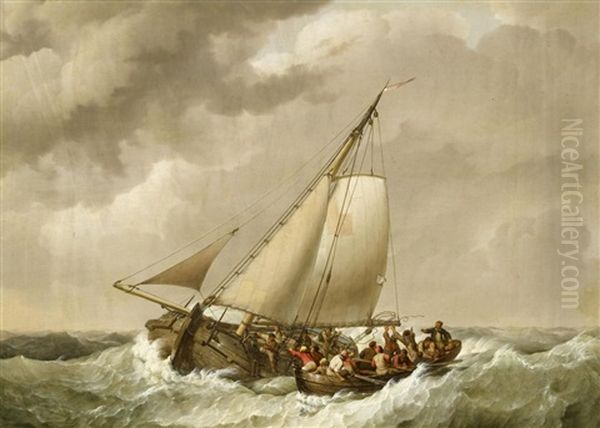 Rettung Auf Sturmischer See Oil Painting by Johannes Hermanus Koekkoek