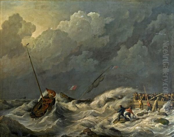 Sturmische See Oil Painting by Johannes Hermanus Koekkoek