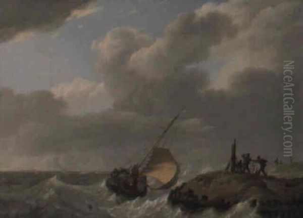 Marine Oil Painting by Johannes Hermanus Koekkoek