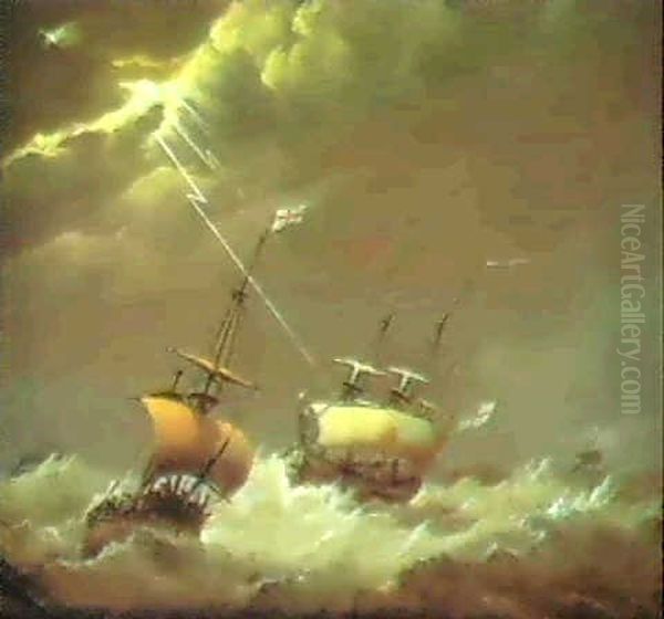 The Storm Oil Painting by Johannes Hermanus Koekkoek