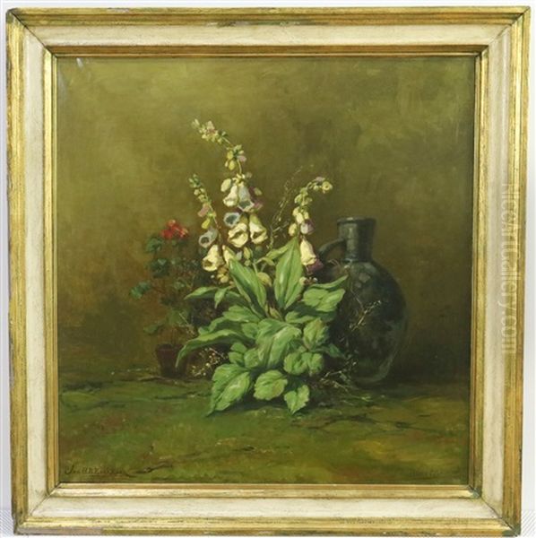 Stilleven Met Vingerhoedskruid Oil Painting by Johannes Hermanus Barend Koekkoek