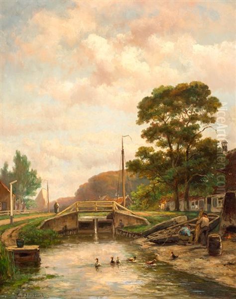 Gezicht Op 't Werfje Te Schraveland Oil Painting by Johannes Hermanus Barend Koekkoek