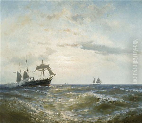 Marine Oil Painting by Johannes Hermanus Barend Koekkoek