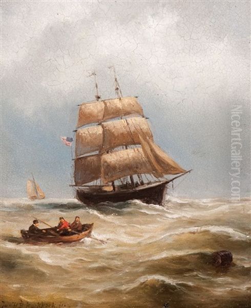 On The Way To The Anchored Ship Oil Painting by Johannes Hermanus Barend Koekkoek