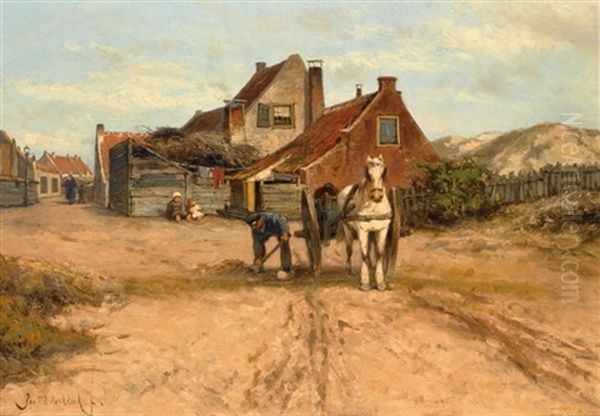 Een Buurtje Te Zandvoort Oil Painting by Johannes Hermanus Barend Koekkoek