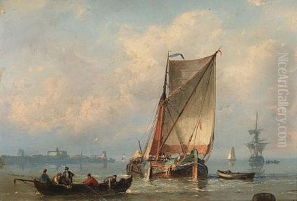 Rowing Out Oil Painting by Johannes Hermanus Barend Koekkoek