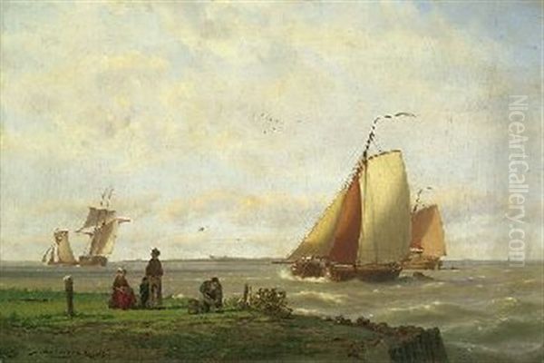 Fischer Am Meer Oil Painting by Johannes Hermanus Barend Koekkoek