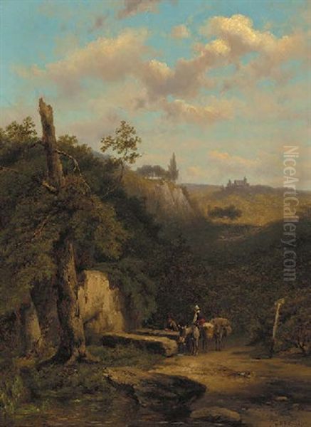 The Rest On The Journey Oil Painting by Johannes Hermanus Barend Koekkoek