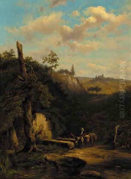 The Rest On The Journey Oil Painting by Johannes Hermanus Barend Koekkoek