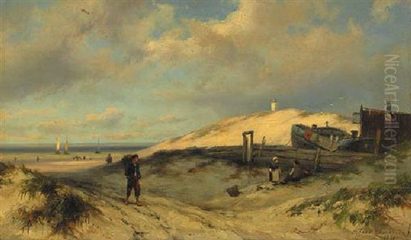 In The Dunes Near Katwijk Oil Painting by Johannes Hermanus Barend Koekkoek