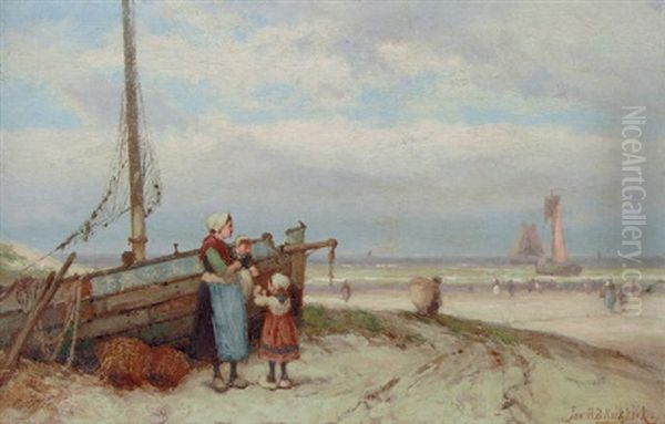 Bringing The Catch Home Oil Painting by Johannes Hermanus Barend Koekkoek