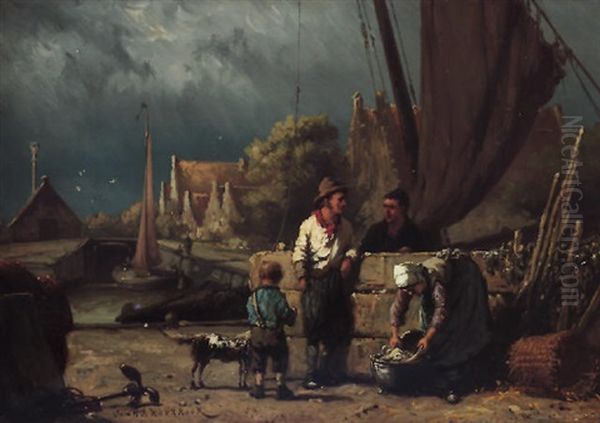 De Vissers Gezin Oil Painting by Johannes Hermanus Barend Koekkoek