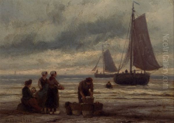 Awaiting The Fleet Oil Painting by Johannes Hermanus Barend Koekkoek