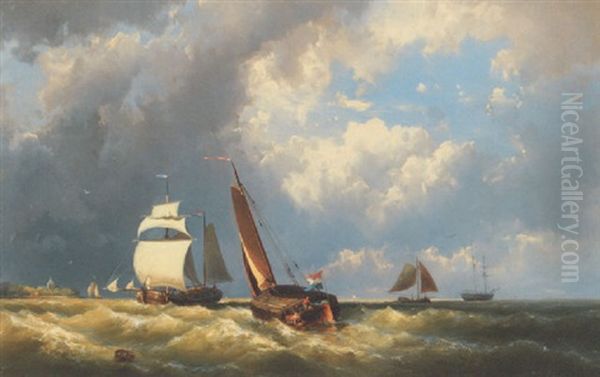 Squally Weather Off The Low Countries Oil Painting by Johannes Hermanus Barend Koekkoek