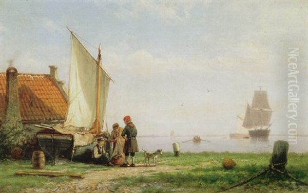 Visserswoning Aan De Kust Oil Painting by Johannes Hermanus Barend Koekkoek