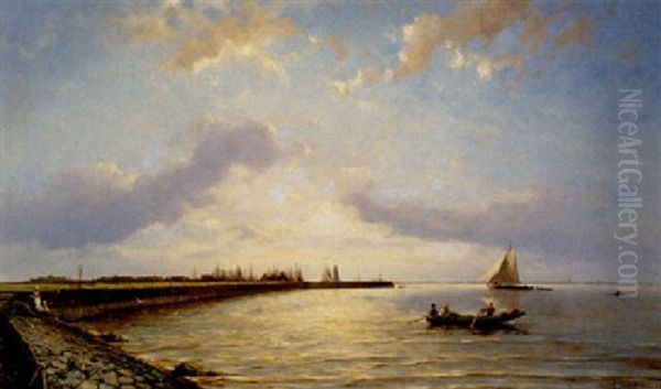 On The Zuiderzee Oil Painting by Johannes Hermanus Barend Koekkoek