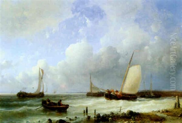 Schiffe And Der Hollandischen Kuste Oil Painting by Johannes Hermanus Barend Koekkoek