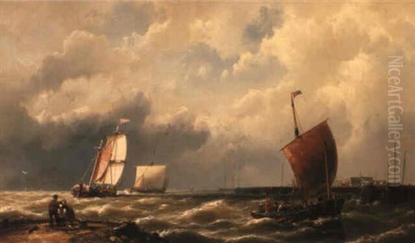 On The Zuider Zee Oil Painting by Johannes Hermanus Barend Koekkoek