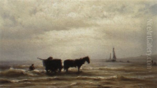 Zandvoort Beach Oil Painting by Johannes Hermanus Barend Koekkoek