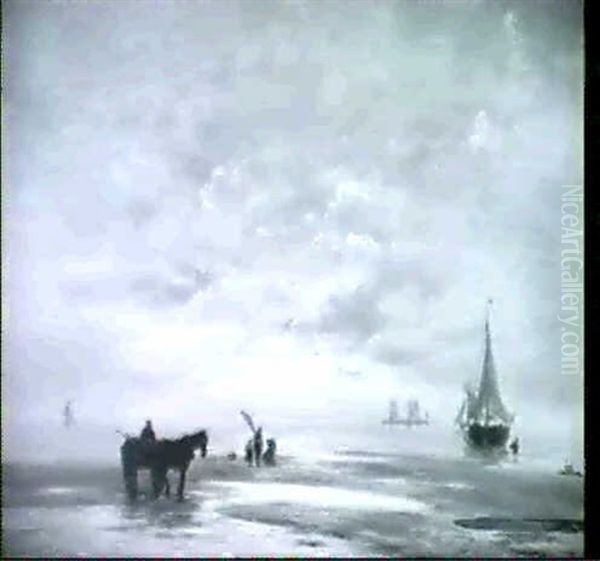 Am Strand Oil Painting by Johannes Hermanus Barend Koekkoek