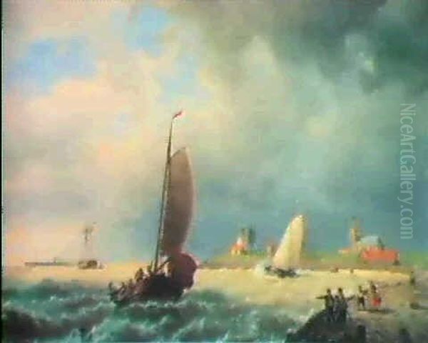 The Approaching Squall Oil Painting by Johannes Hermanus Barend Koekkoek