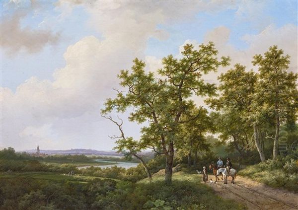 Weite Hollandische Flusslandschaft Oil Painting by Marianus Adrianus Koekkoek