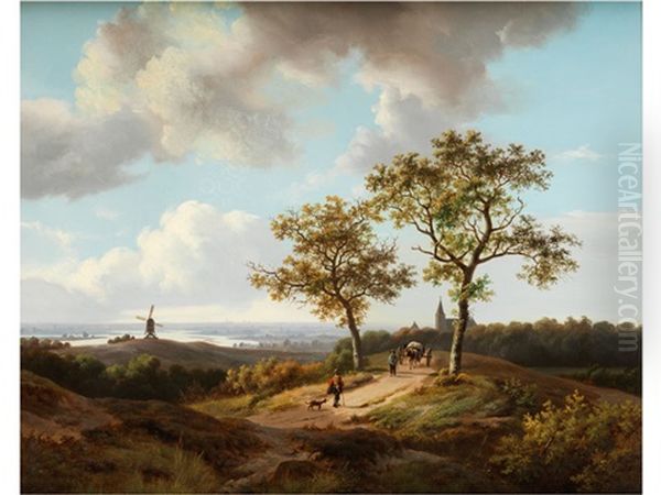 Landschaft Mit Pferdekarren Und Fuhrmann Oil Painting by Marinus Adrianus Koekkoek