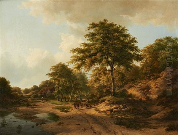 Anier Dans Un Chemin Creux Oil Painting by Marinus Adrianus Koekkoek