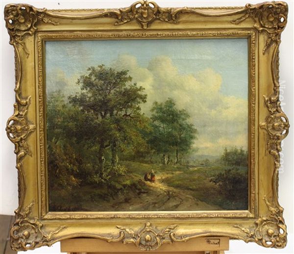 Landweg Aan De Bosrand Oil Painting by Marinus Adrianus Koekkoek