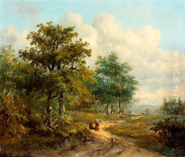 Landweg Aan De Bosrand Oil Painting by Marinus Adrianus Koekkoek