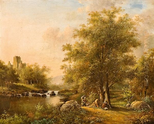 Idyllische Ruinenlandschaft Oil Painting by Marinus Adrianus Koekkoek