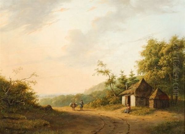 Chemin De Campagne Anime De Personnages Oil Painting by Marinus Adrianus Koekkoek