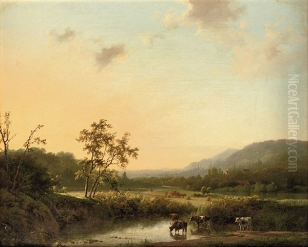 Cattle Near The Waterfront Oil Painting by Marinus Adrianus Koekkoek