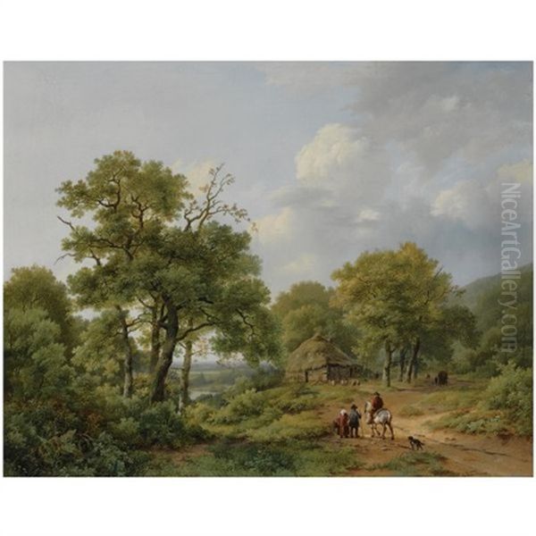 Travellers Near The Wylermeer, Beek Oil Painting by Marinus Adrianus Koekkoek