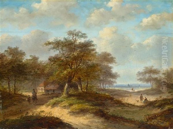 Sommerliche Landschaft (+ Another; Pair) Oil Painting by Marinus Adrianus Koekkoek