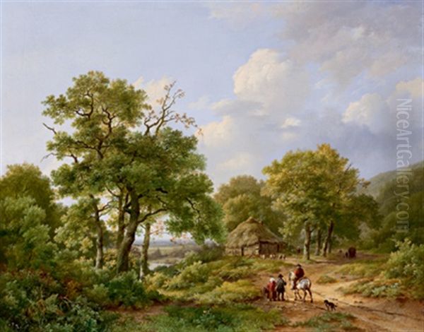 Weite Waldlandschaft Mit Reiter Und Bauernkate Oil Painting by Marinus Adrianus Koekkoek